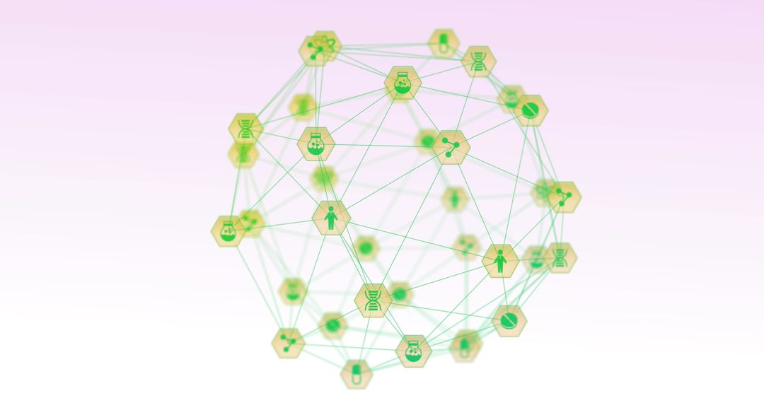 Global Science Network with Technology Icons Pastel Background