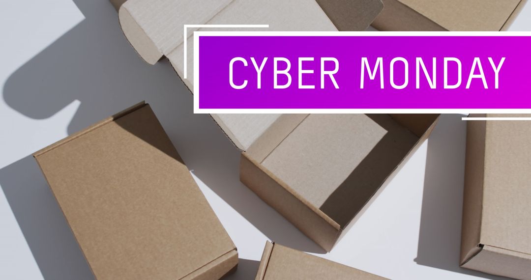 Cyber Monday Sales Announcement with Cardboard Boxes