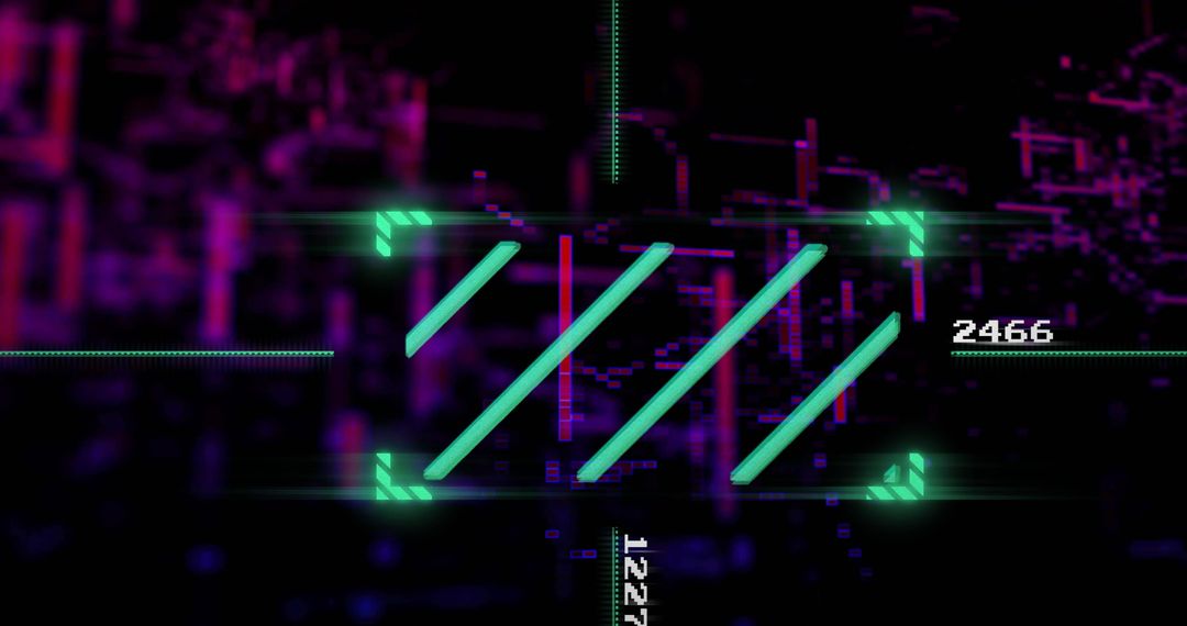 Futuristic Digital Interface Over Neon Circuit Board