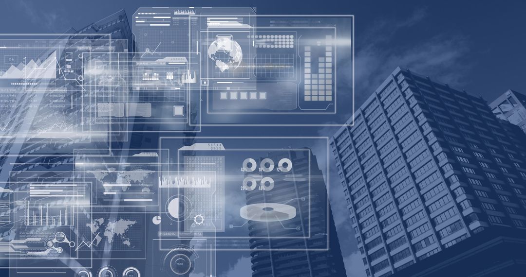 Data Interface Holography Above Urban Skyline