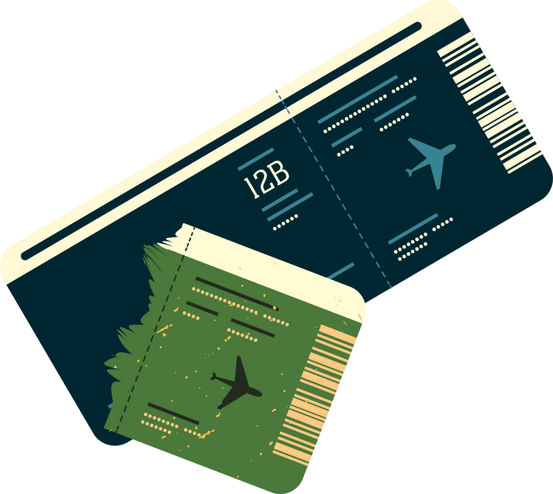 Flat Vector of Boarding Passes on Transparent Background