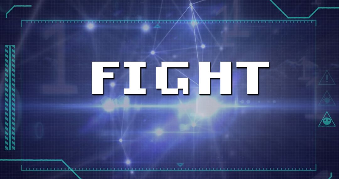 Futuristic Gaming Interface with Fight Text Overlay