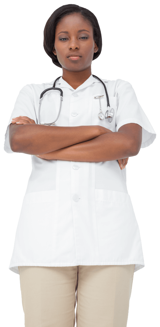 Confident Nurse with Stethoscope on Transparent Background