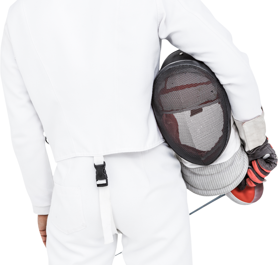 Transparent Rear View of Fencer Holding Mask and Saber in One Hand - Download Free Stock Images Pikwizard.com