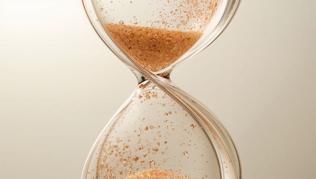 Elegant Hourglass with Flowing Sand on Neutral Background