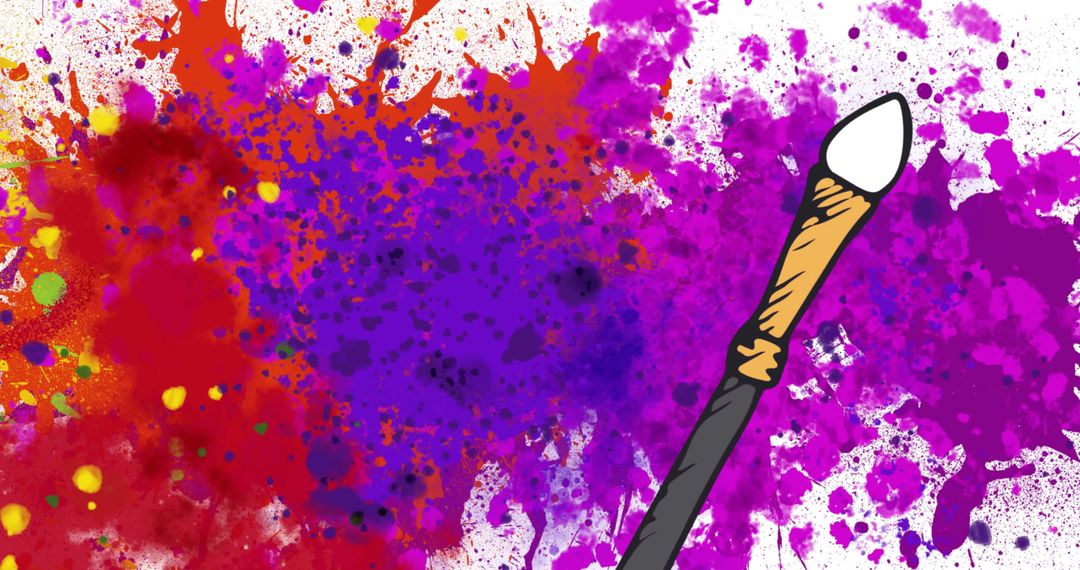 Abstract Color Splash with Paintbrush Celebrating Creativity