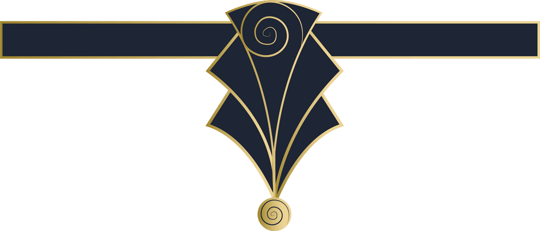 Elegant Navy and Gold Art Deco Motif on Transparent Background