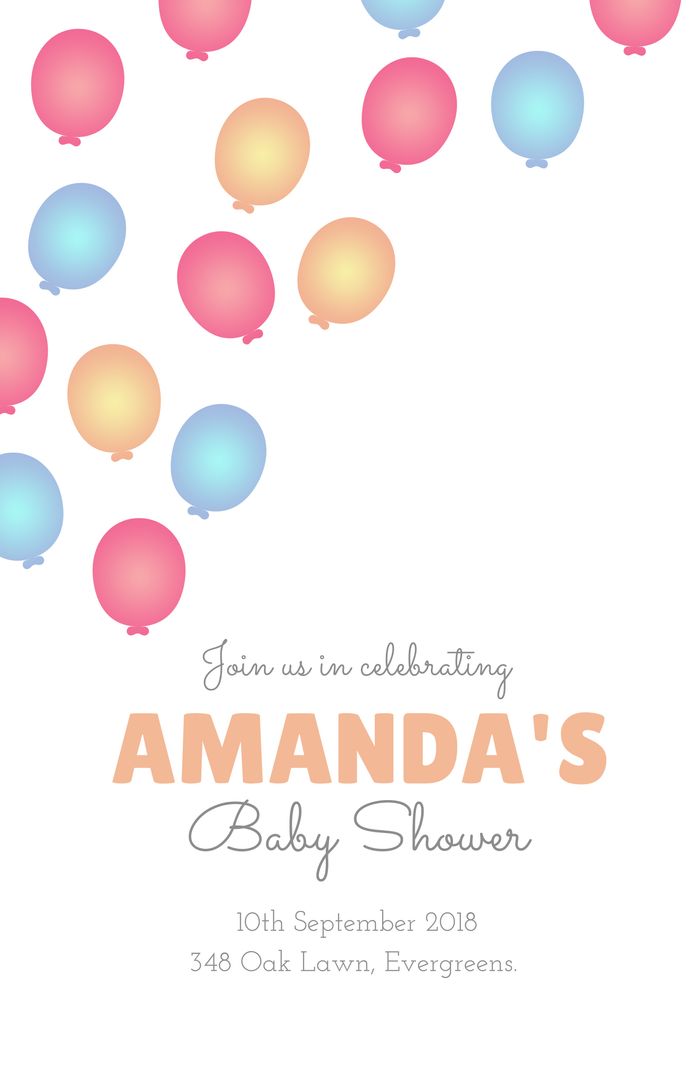 Colorful Balloon Baby Shower Invitation Design