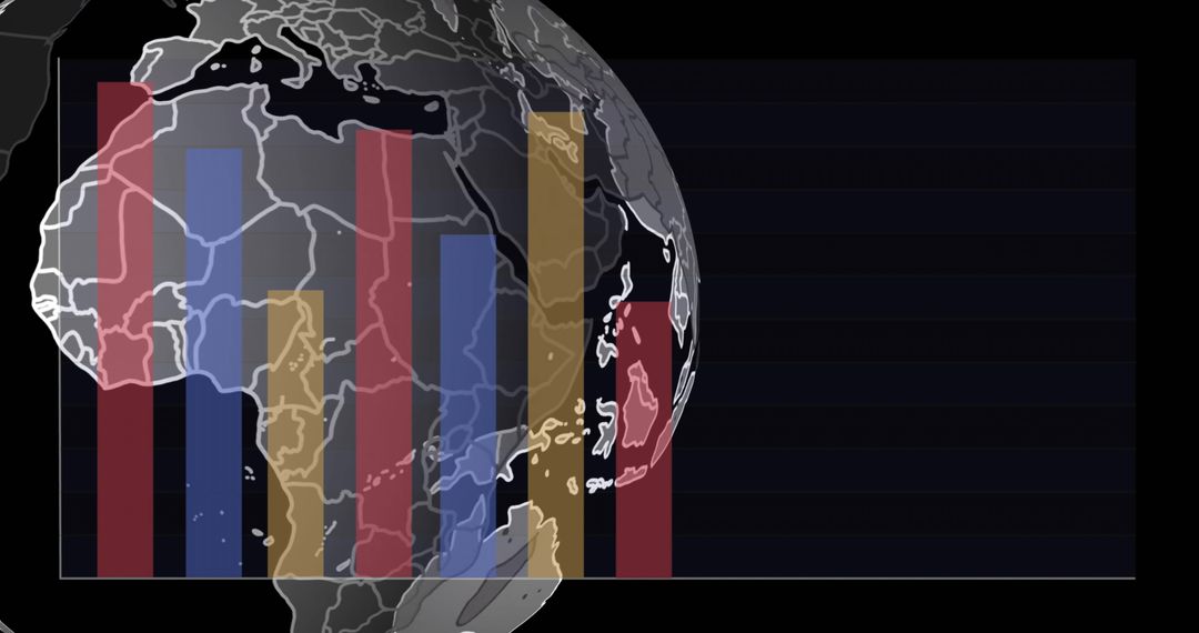 Digital Interface with Spinning Globe and Bar Graphs