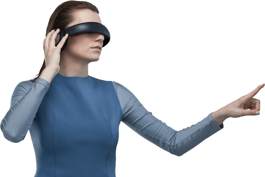 Woman Experiencing Transparent Virtual Reality World