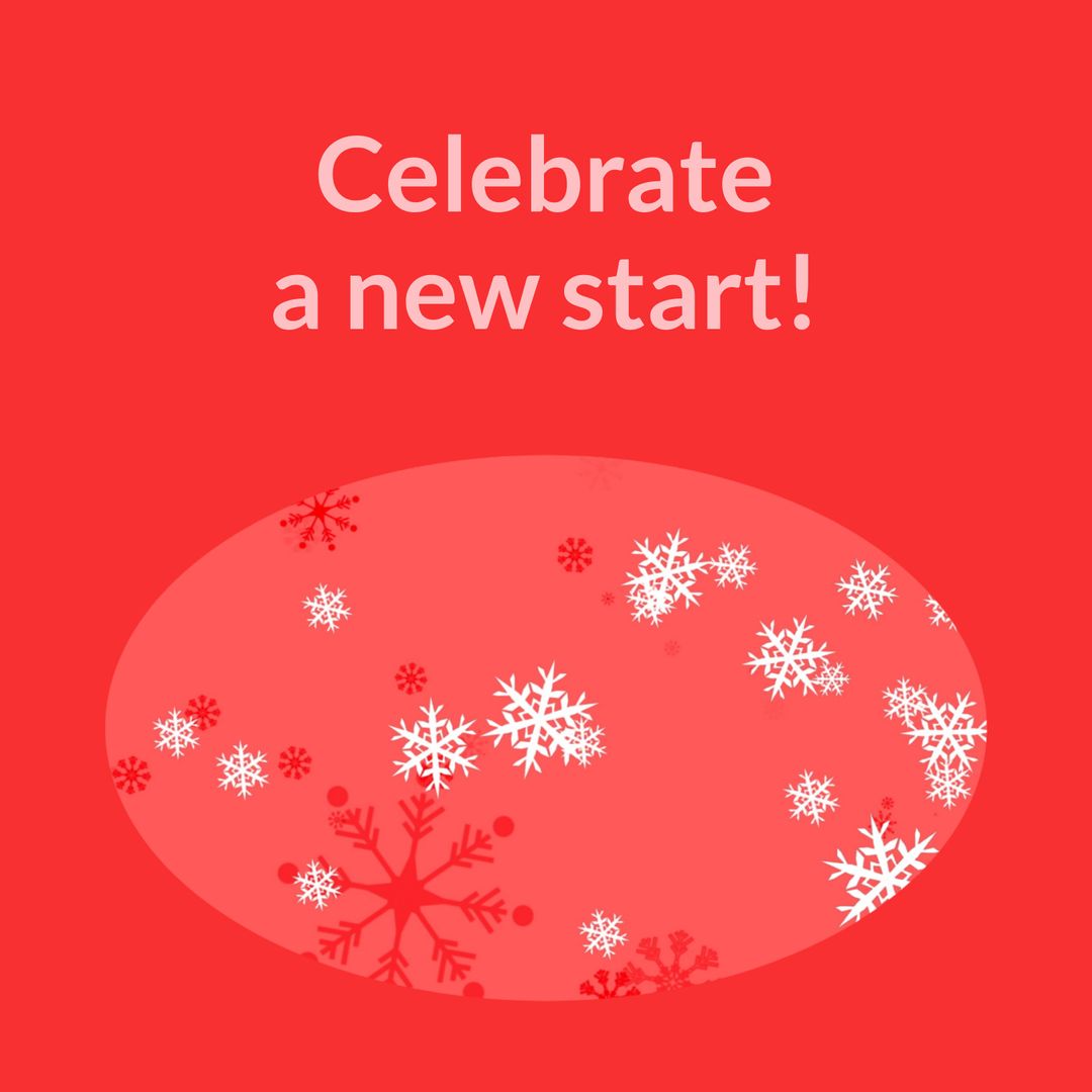 Festive New Start Christmas Greeting with Snowflakes