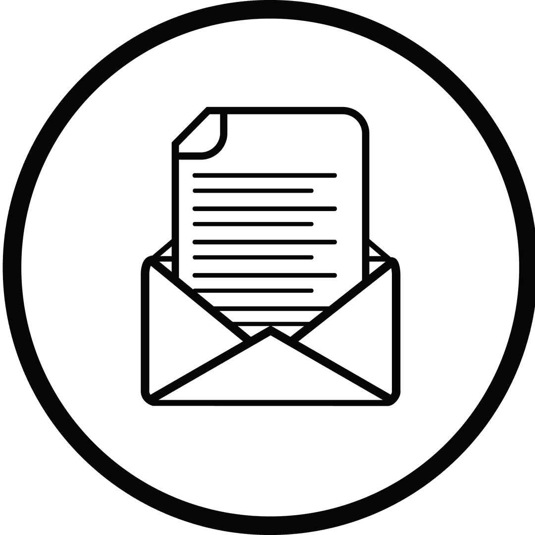 Transparent Icon of Document in Envelope on White Background