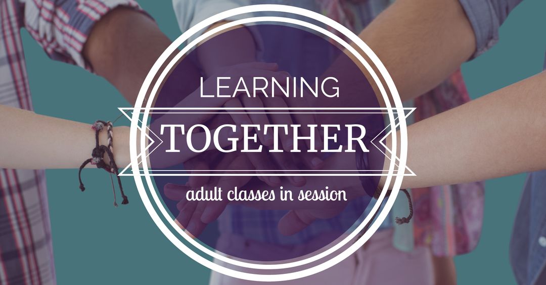 Diverse Hands Joining in Circle for Educational Promotion