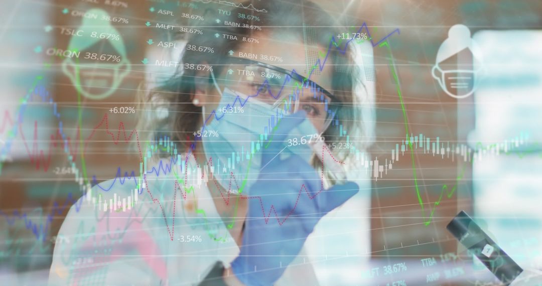 Scientist Analyzing Data in Laboratory with Futuristic Interface