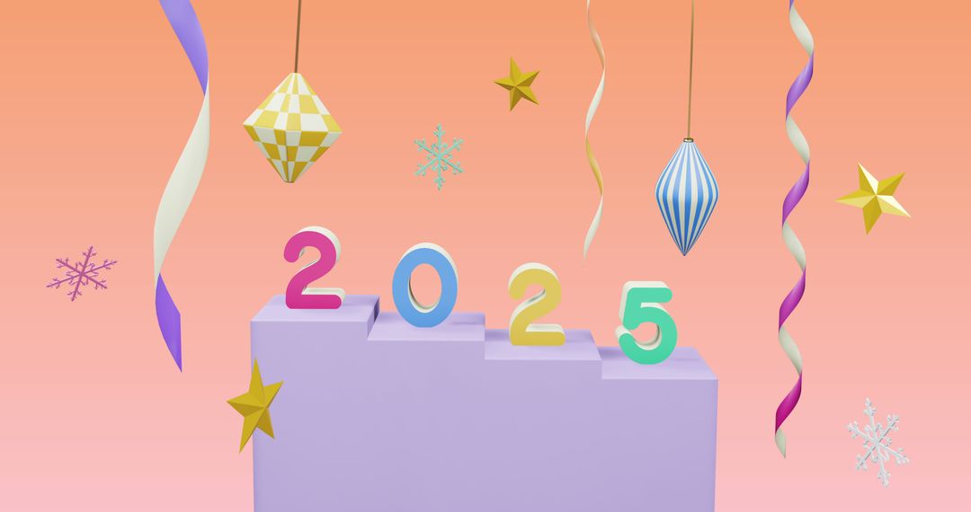 Colorful 2025 New Year Celebration Background with Decorations