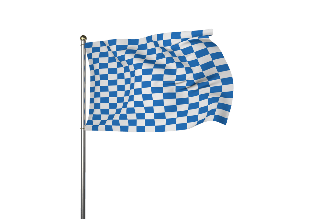 Transparent Checkered Flag Illustration on Flagpole