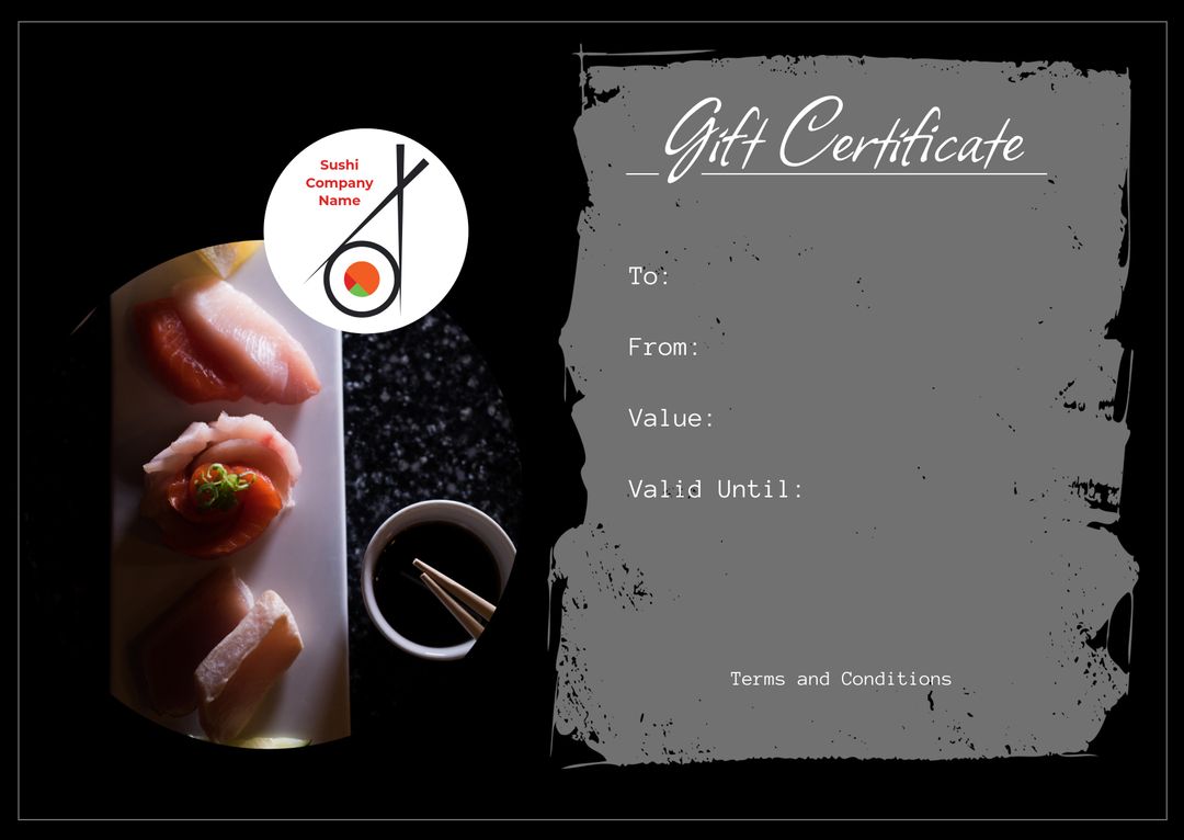 Elegant Sushi Gift Certificate with Traditional Japanese Cuisine - Download Free Stock Templates Pikwizard.com