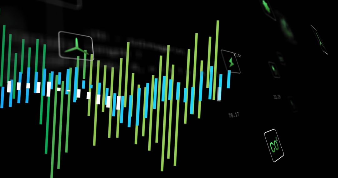 Futuristic Energy Analytics Interface with Sustainability Icons