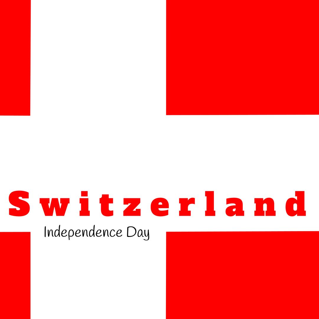 Switzerland National Day Text on Swiss Flag Celebrating Identity