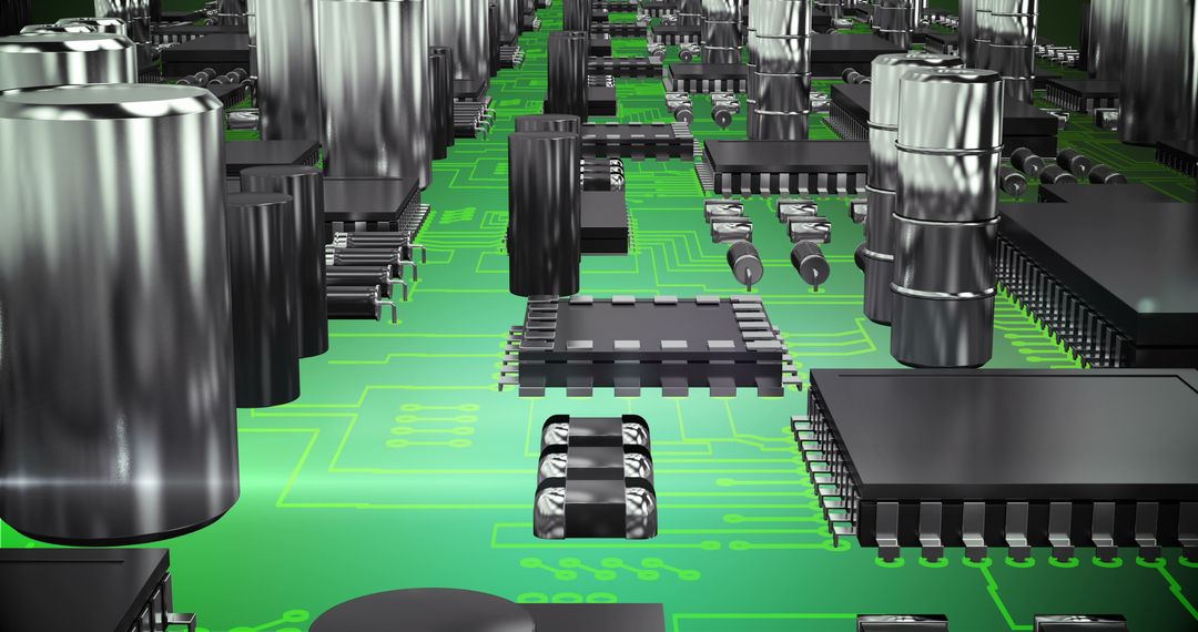 Futuristic Electronic Circuit Board With Microchips