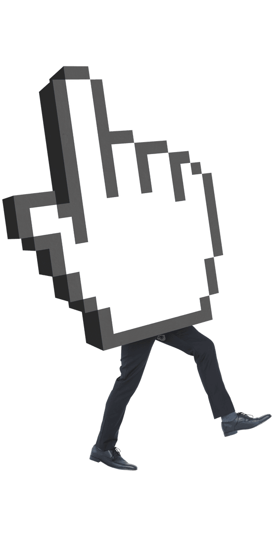 Businessman Carrying Pixelated Hand Pointer Transparent Humor