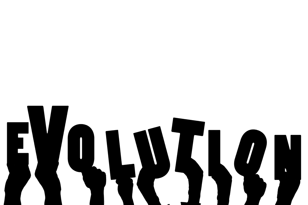 Transparent Hands and Evolution Text Illustration