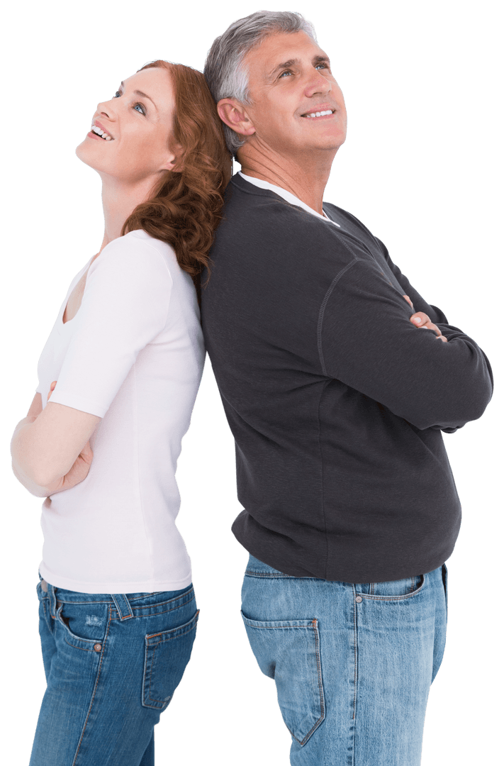 Transparent Joyful Couple in Casual Attire
