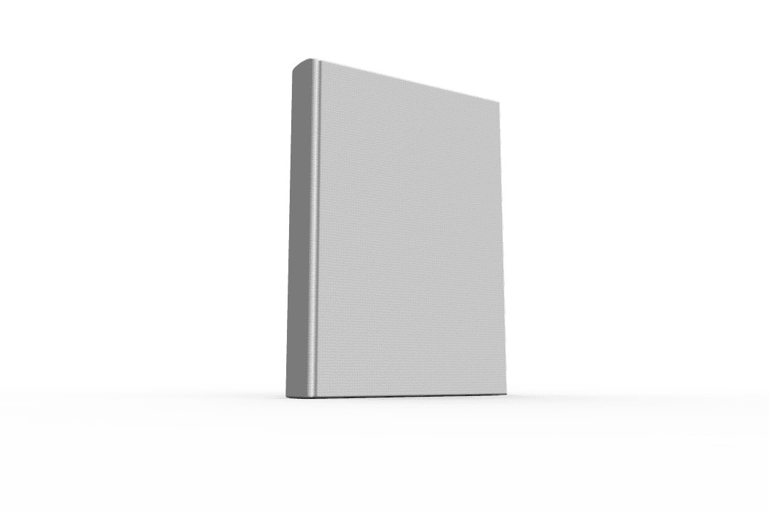 Closed White Book on Transparent Background with Copy Space