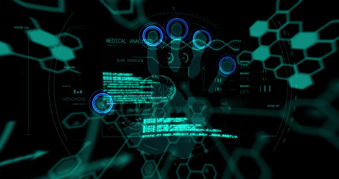 Digital Biometric Data and Chemical Formulas Overlay