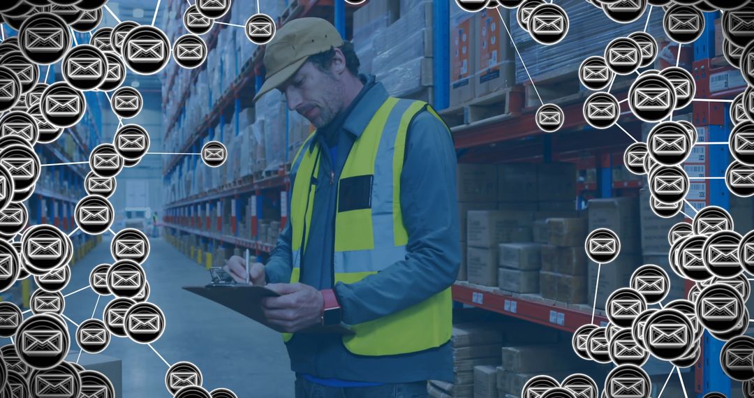 Warehouse Worker Overwhelmed by Digital Communication
