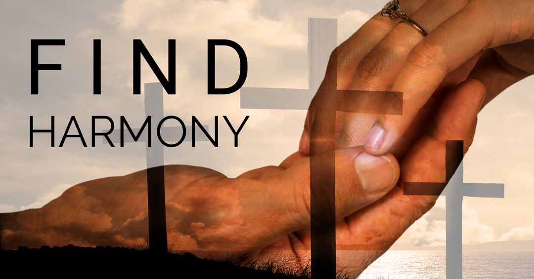 Spiritual Harmony with Hands and Cross at Sunset