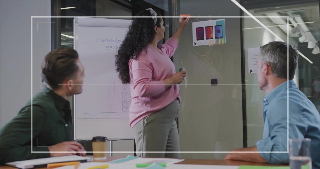 Team Collaboration during Innovative Strategy Presentation in Office