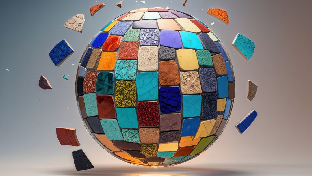 Mosaic Sphere with Floating Ceramic Tiles