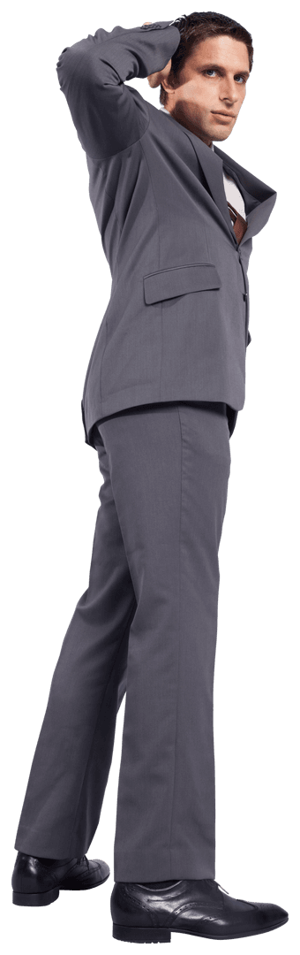 Transparent Businessman Posing Confidently in Suit Isolated