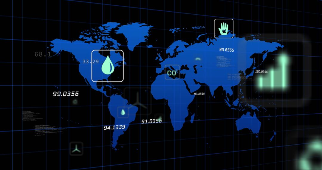 Global Network of Eco-Friendly Technology and Sustainability Icons