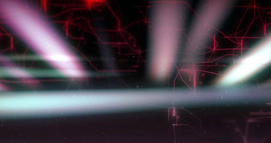 Futuristic Glowing Beams Crossing Red Cyber Grid