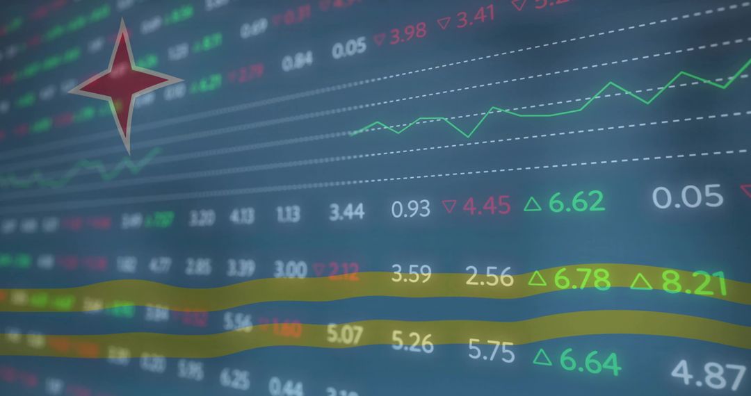 Dynamic Stock Market Data on Electronic Screen with Line Chart