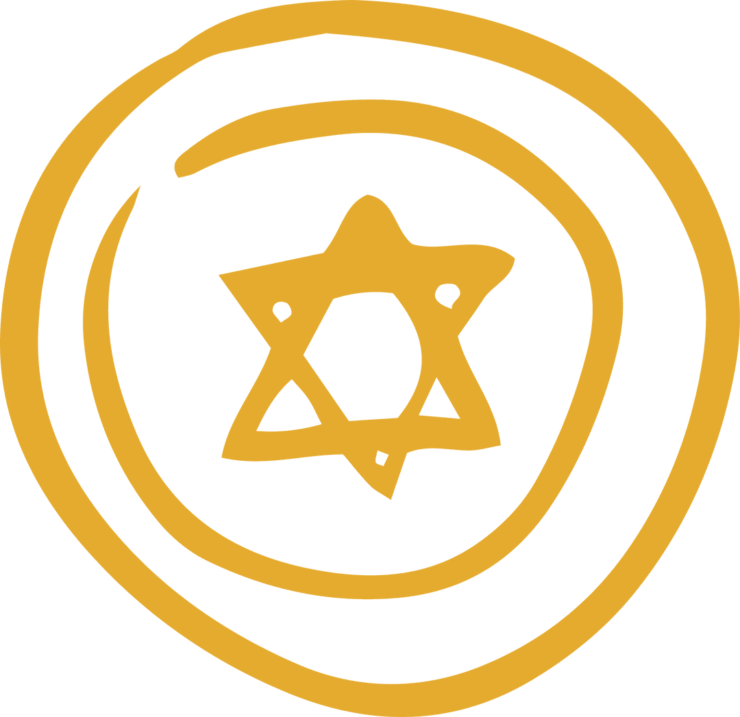 Golden-Yellow Abstract Star with Brushstroke Rings on Transparent Backdrop