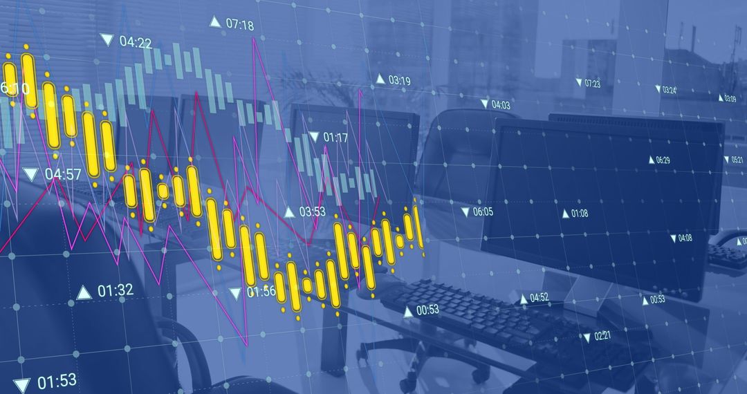 Abstract Financial Analytics Display in Modern Office