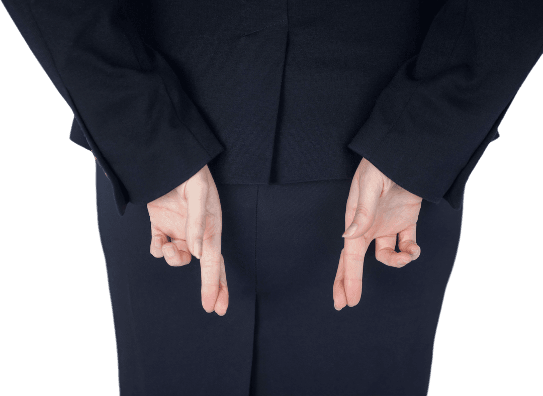 Transparent Hands with Fingers Crossed Behind Back