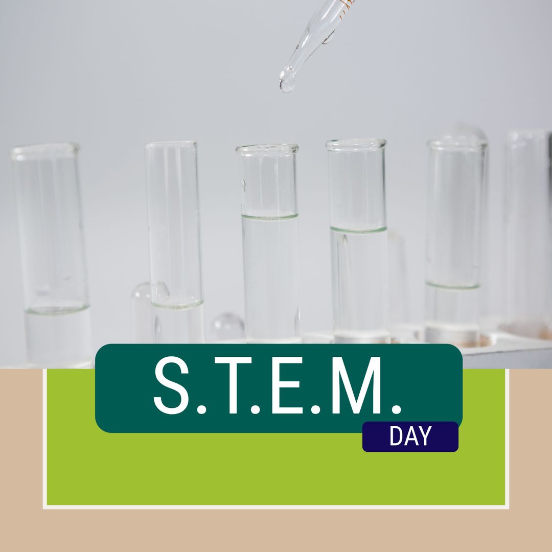 STEM Day Celebration in Laboratory Setting with Test Tubes - Download Free Stock Templates Pikwizard.com