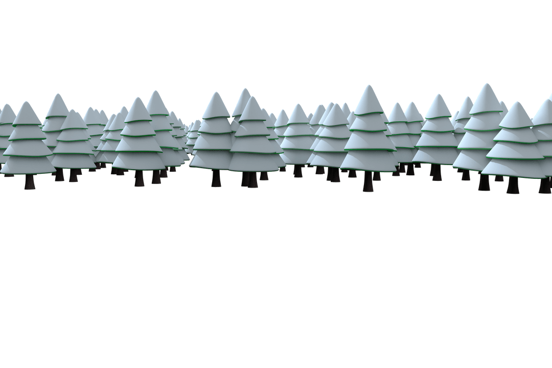 Winter Forest Illustration with Snow on Transparent Background