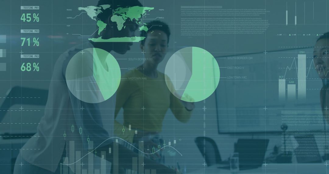 Professionals Analyzing Global Data in Modern Conference Room