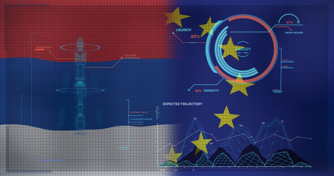 Data Processing Overlay on Serbian and EU Flags Illustrating Ukraine Crisis