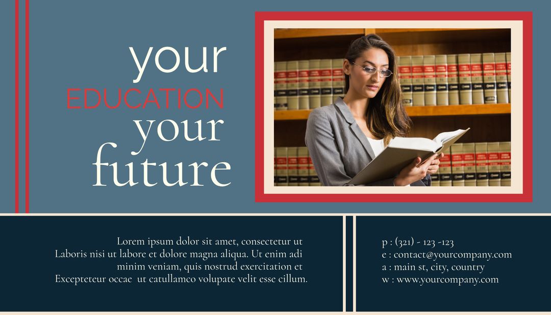 Focused Student Engaged in Study for Educational Promotion Template