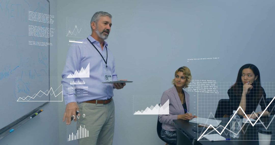 Business Meeting with Financial Data Projections