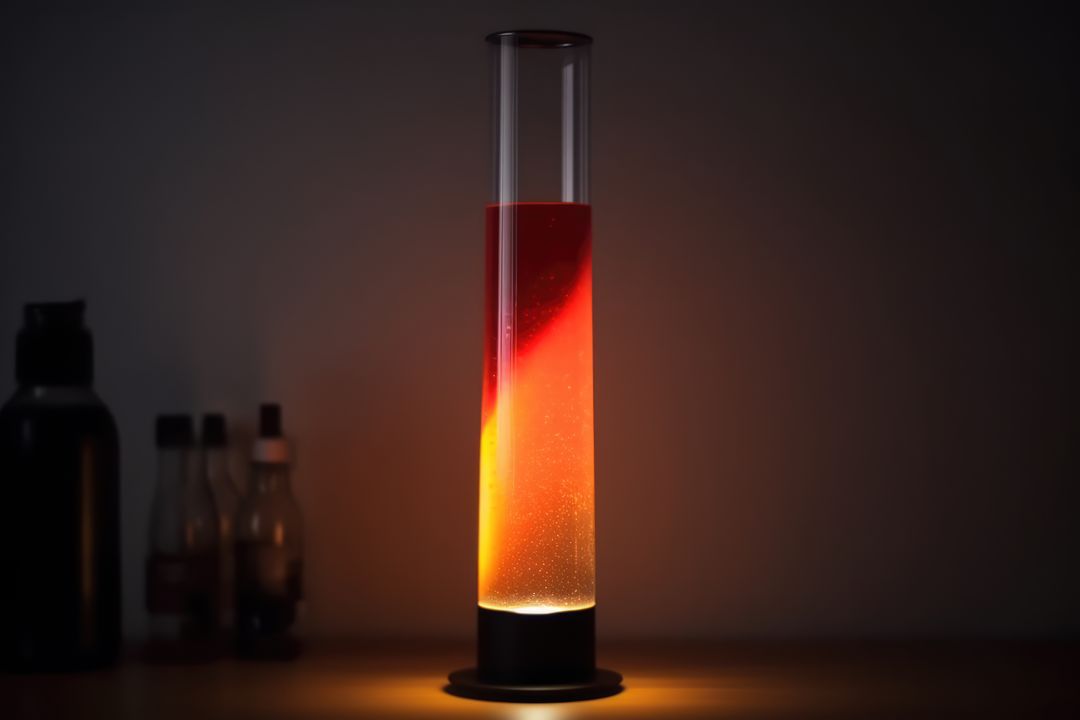 Red and orange lava lamp on table in dark room at night, created using generative ai technology - Free Images, Stock Photos and Pictures on Pikwizard.com
