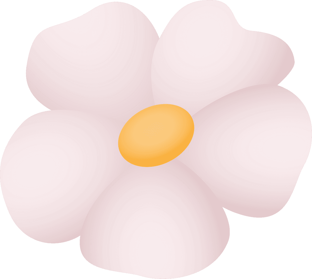 Minimalist Pale Pink Floral Design on Transparent Background