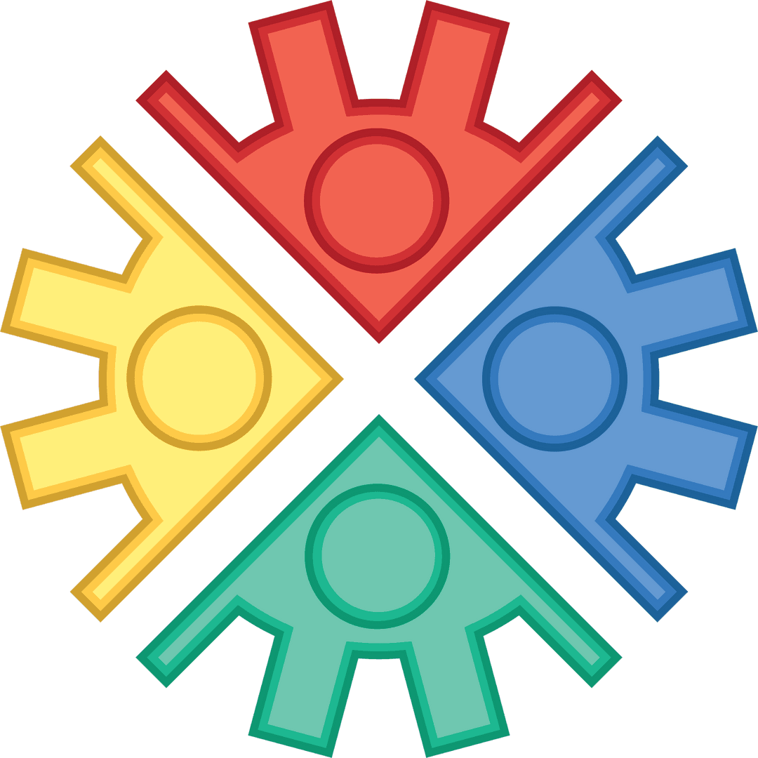 Colorful Cogwheel Icons on Transparent Background