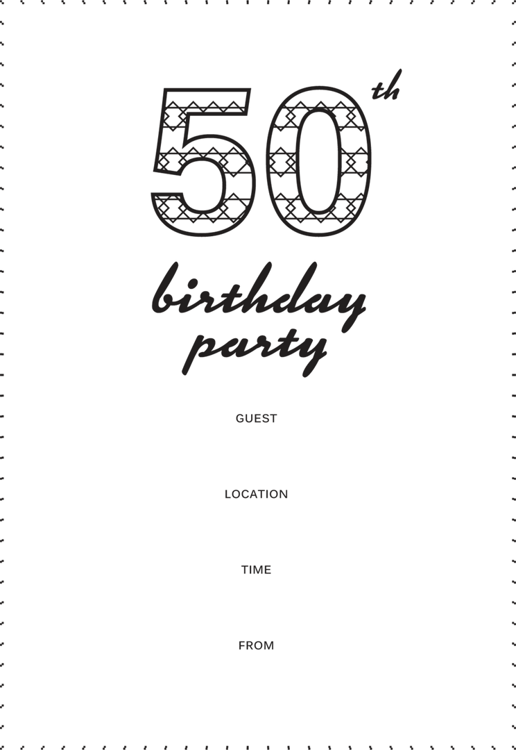 Black 50th Birthday Party Invitation on Transparent Background for Celebrations - Download Free Stock Images Pikwizard.com